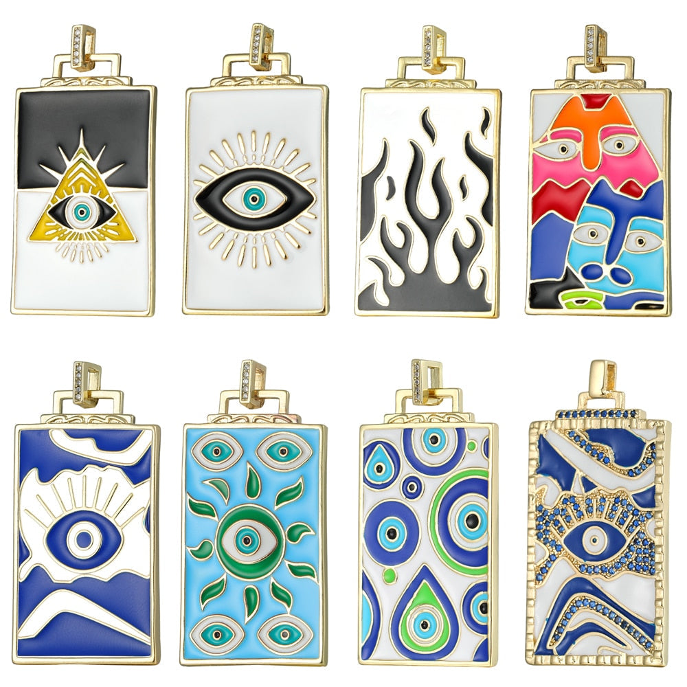 Evil Eye Enamel Pendant Necklace