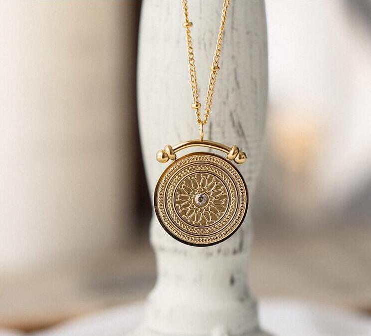 Roman numeral circle double necklace