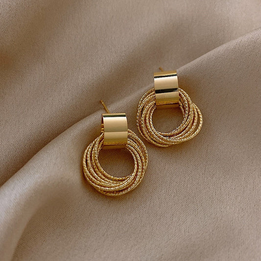 Retro Gold Mini Drop Stud Earrings