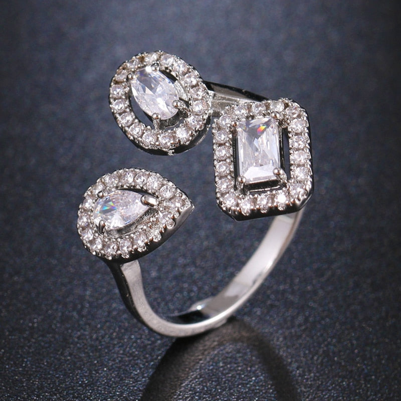 Double Layer CZ Diamond Ring