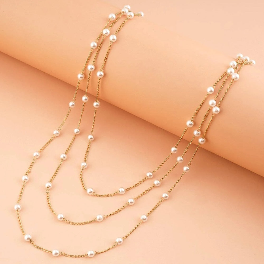 Elegant Triple Layered Pearl Necklace