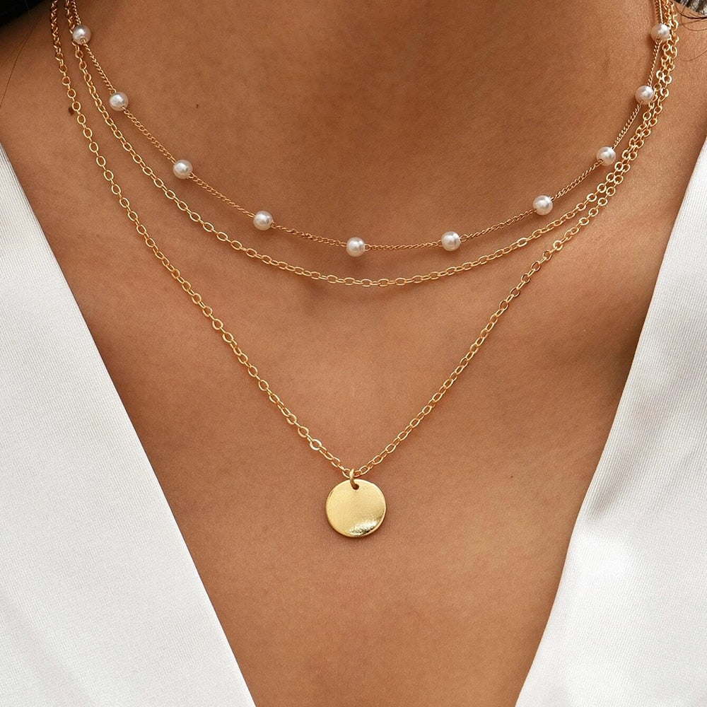 Elegant Triple Layered Pearl Necklace