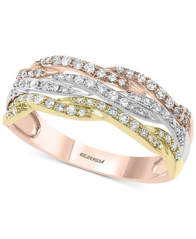 Sterling Silver Multi-Row Interlocking Eternity Band