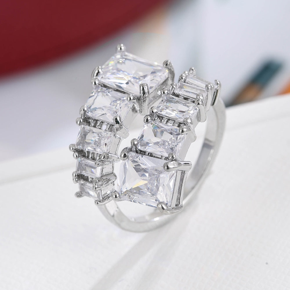 Double Layer CZ Diamond Ring