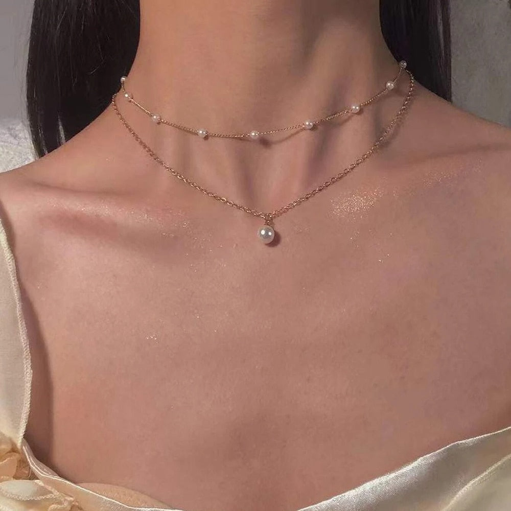 Elegant Triple Layered Pearl Necklace