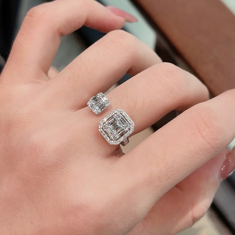 Double Layer CZ Diamond Ring