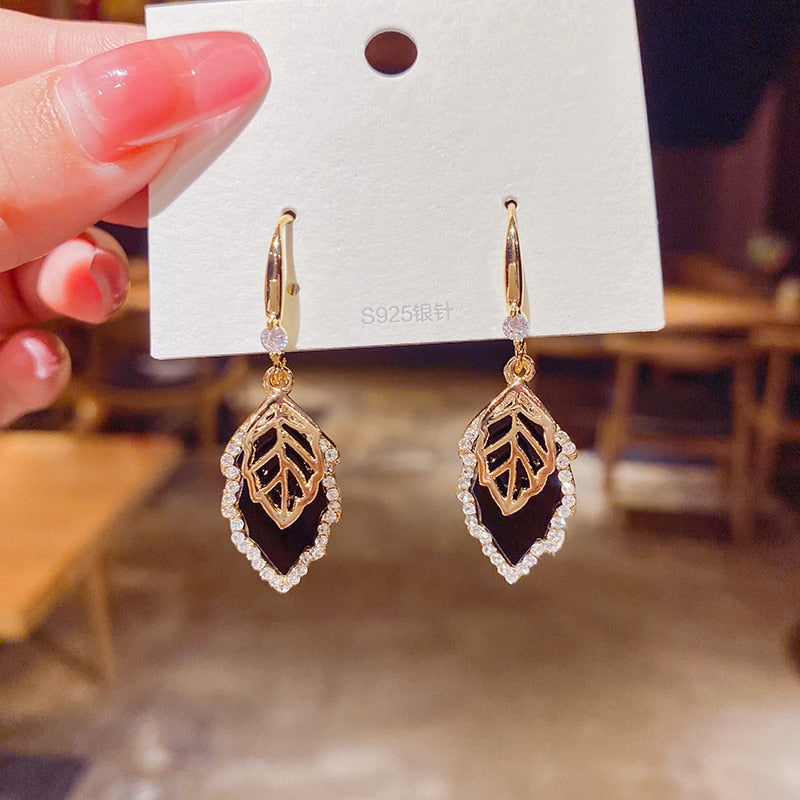 Geometric square zircon earrings