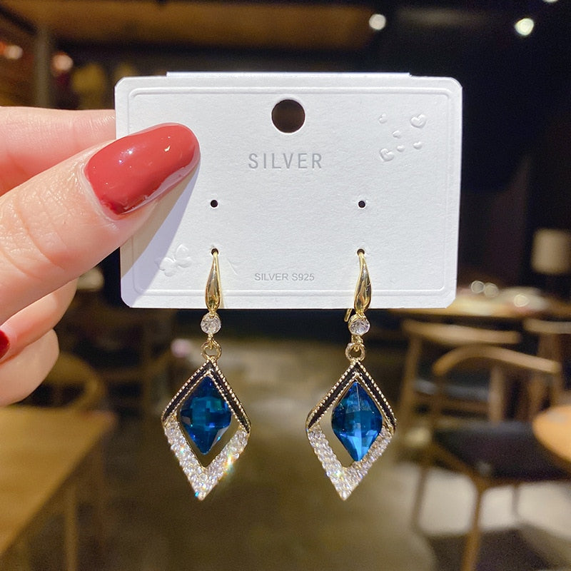 Geometric square zircon earrings