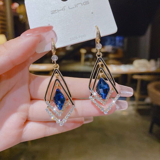 Geometric square zircon earrings