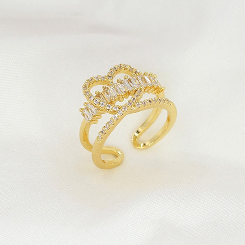 Double Layer CZ Diamond Ring