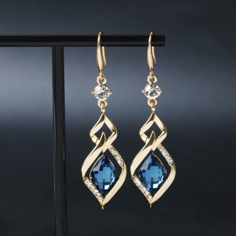 Geometric square zircon earrings