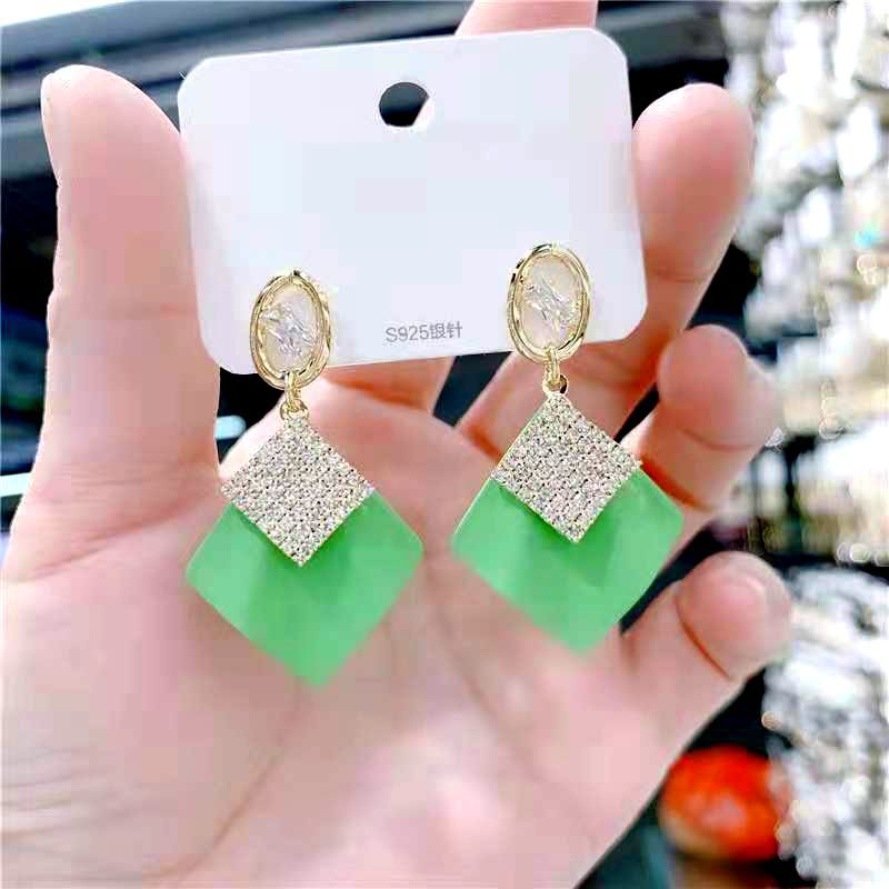 Fashion Rhombus Zircon Earrings