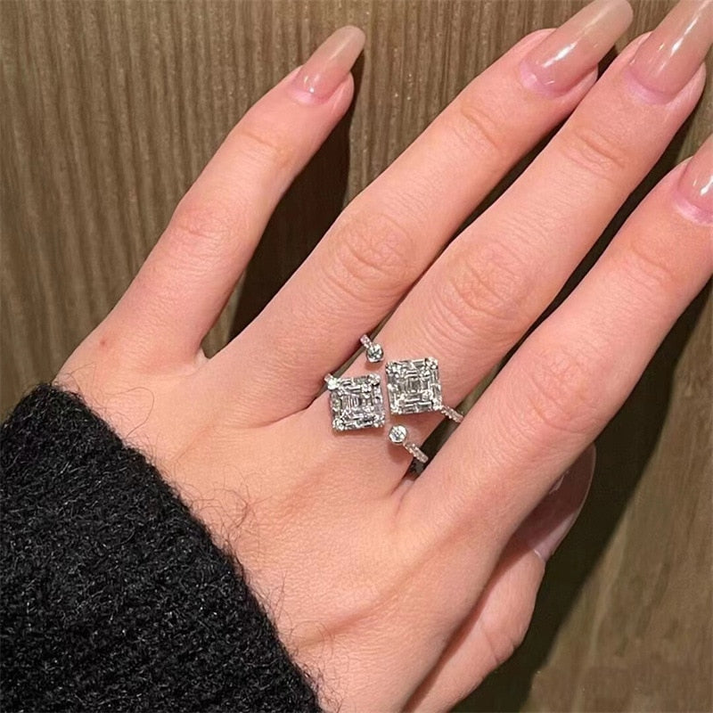 Double Layer CZ Diamond Ring