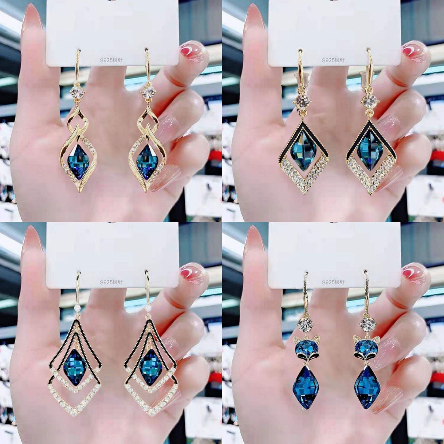 Fashion Rhombus Zircon Earrings