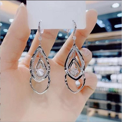 Fashion Rhombus Zircon Earrings