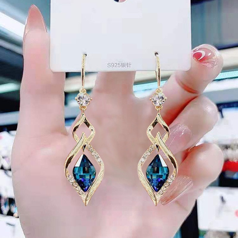 Fashion Rhombus Zircon Earrings