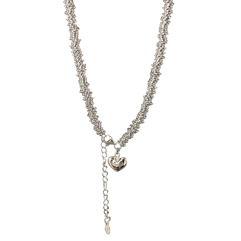 Silver ring chain Love necklace